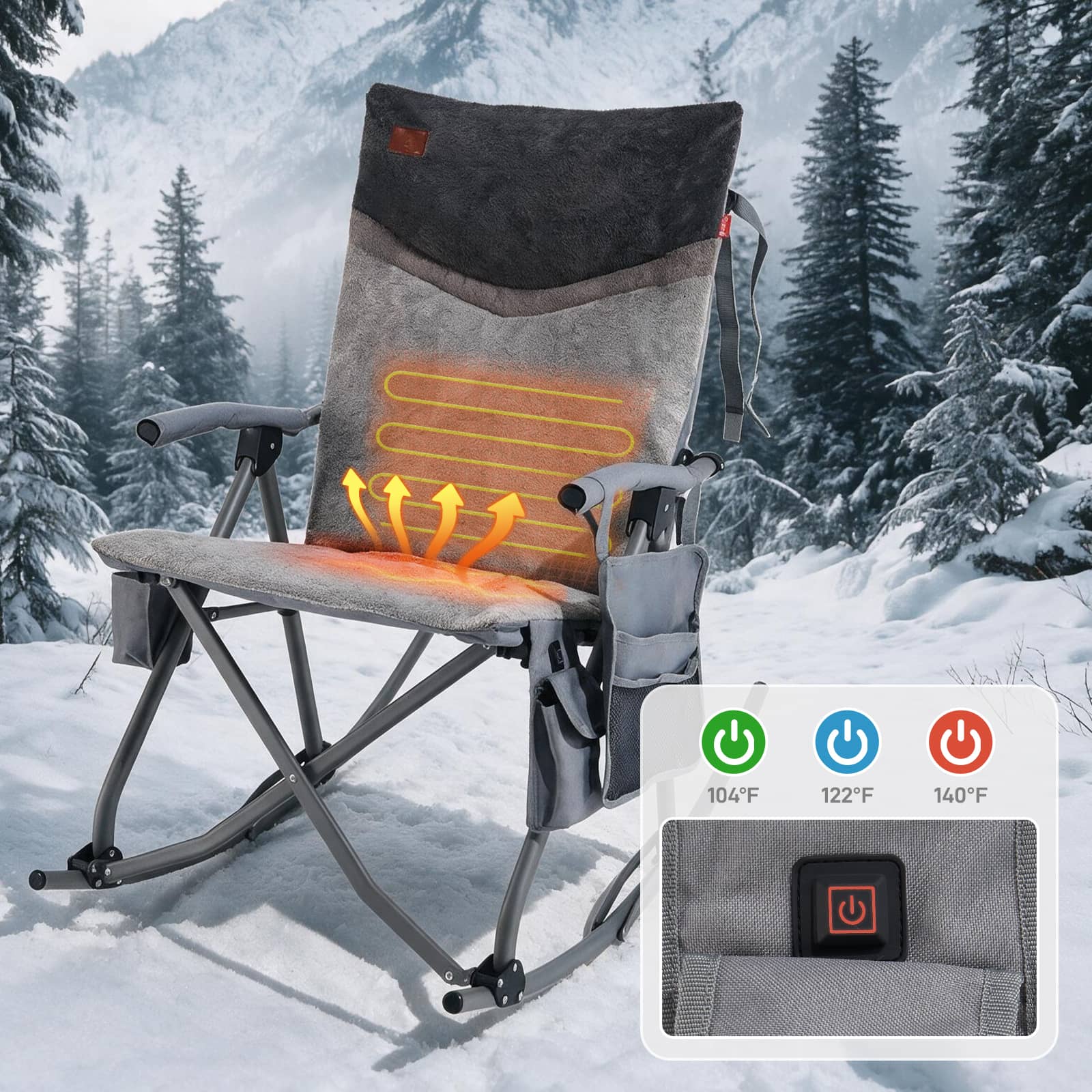 EVER ADVANCED Heated Oversized Padded Rocking Chair