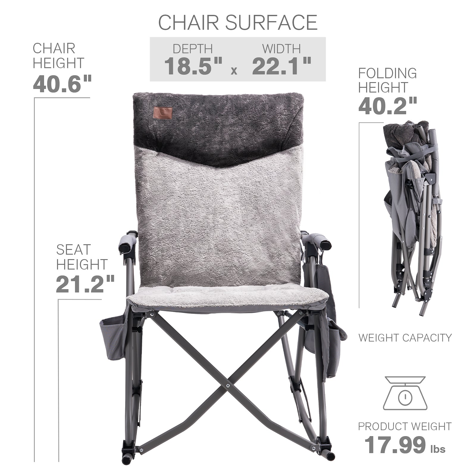 EVER ADVANCED Heated Oversized Padded Rocking Chair