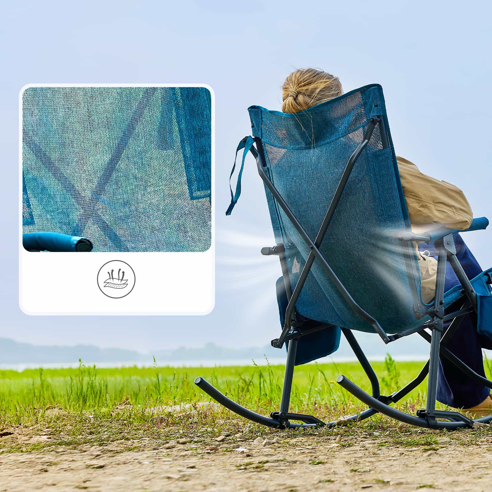 EVER ADVANCED Stretch Mesh Rocking Camping Chair