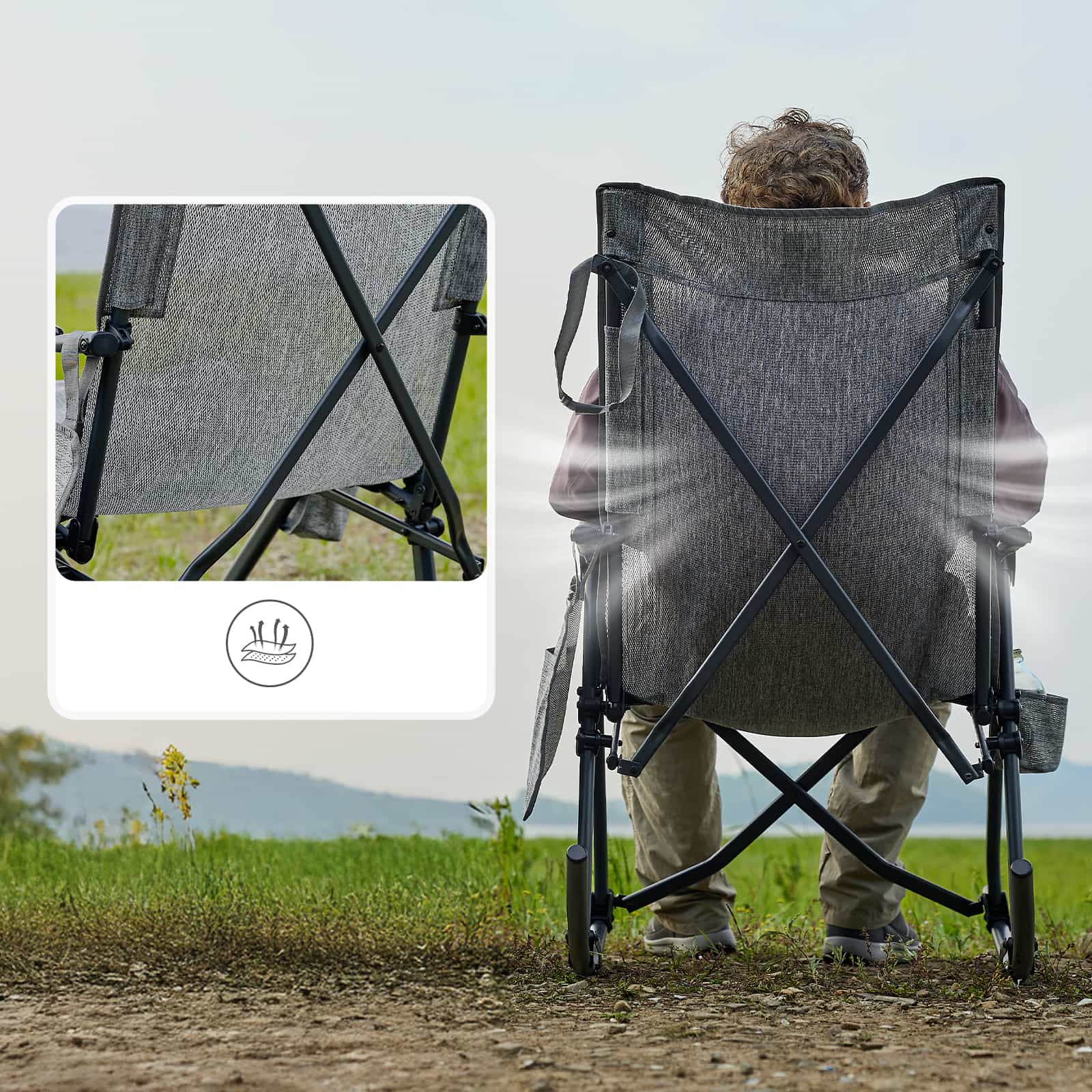 EVER ADVANCED Stretch Mesh Rocking Camping Chair