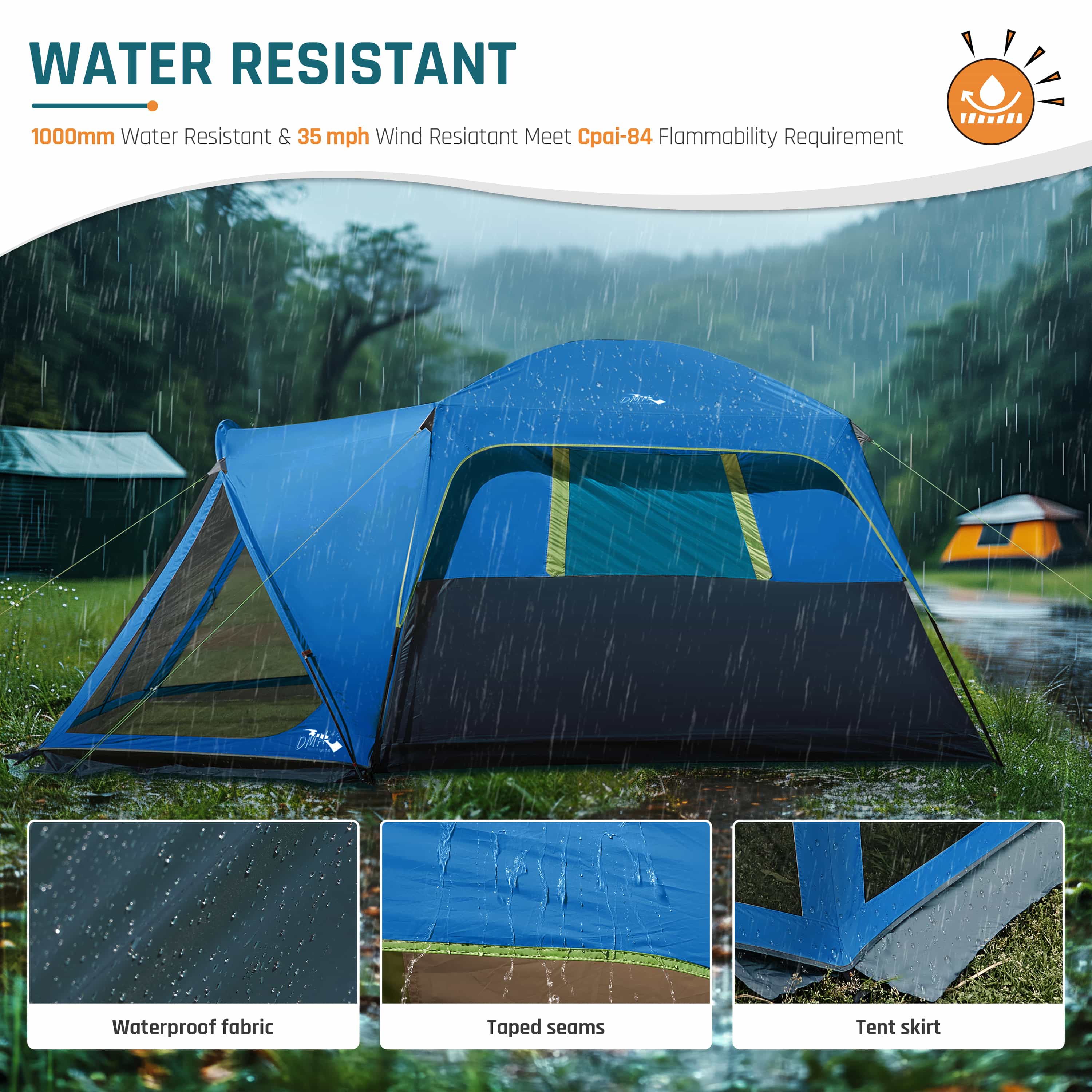 DMH Outdoors 6 Person Camping Tent with Screen Porch