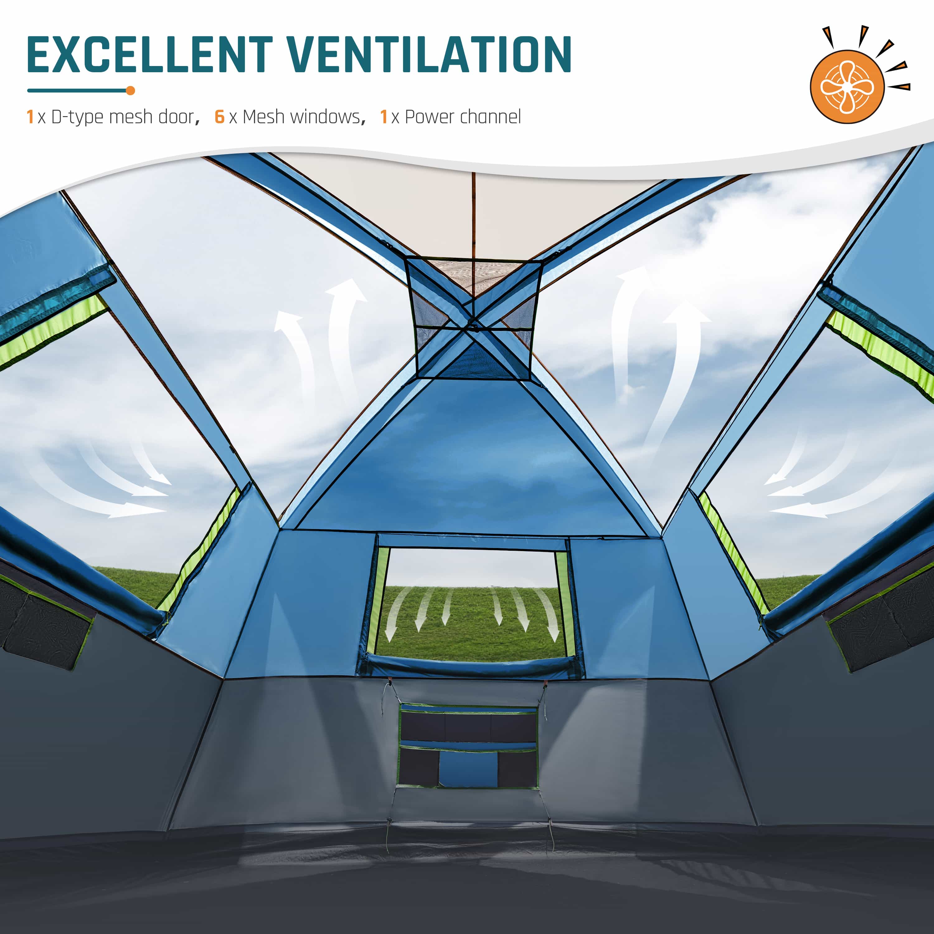 DMH Outdoors 6 Person Camping Tent with Screen Porch