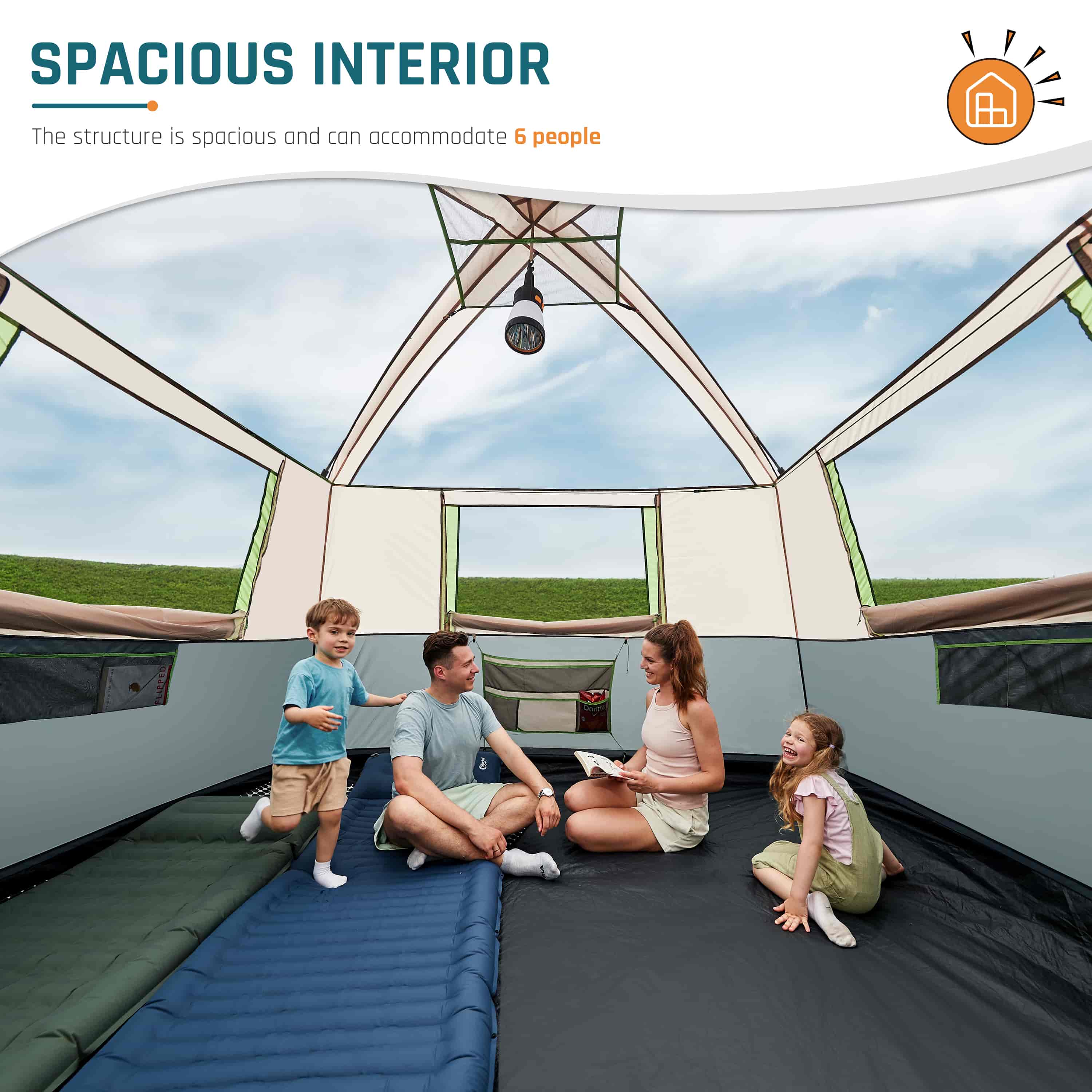 DMH Outdoors 6 Person Camping Tent with Screen Porch