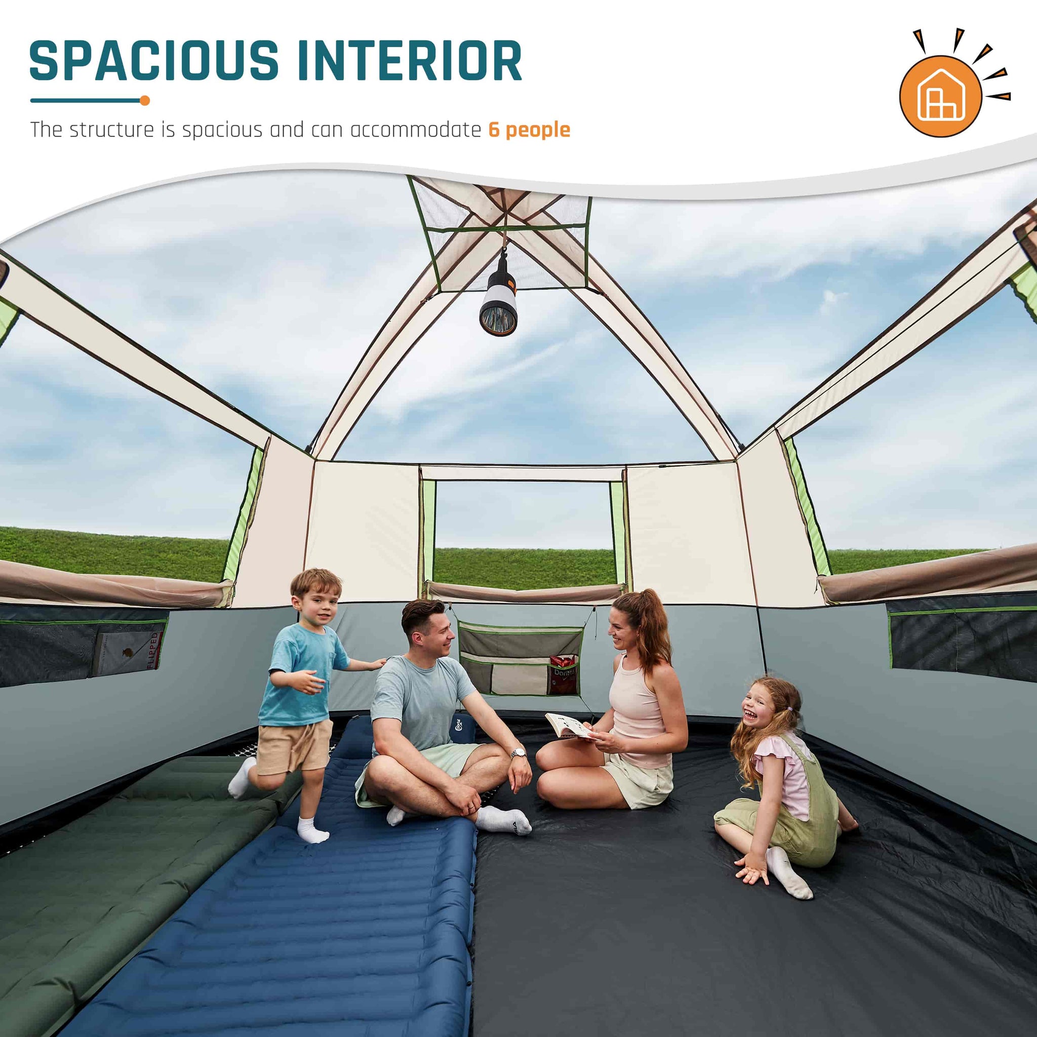 6 people tent Tents for Camping 6 Person Camping Tent with Screen Porch, Weatherproof Large Cabin Tent with Rainfly and Carry Bag, Family Tent for Outdoor Camping