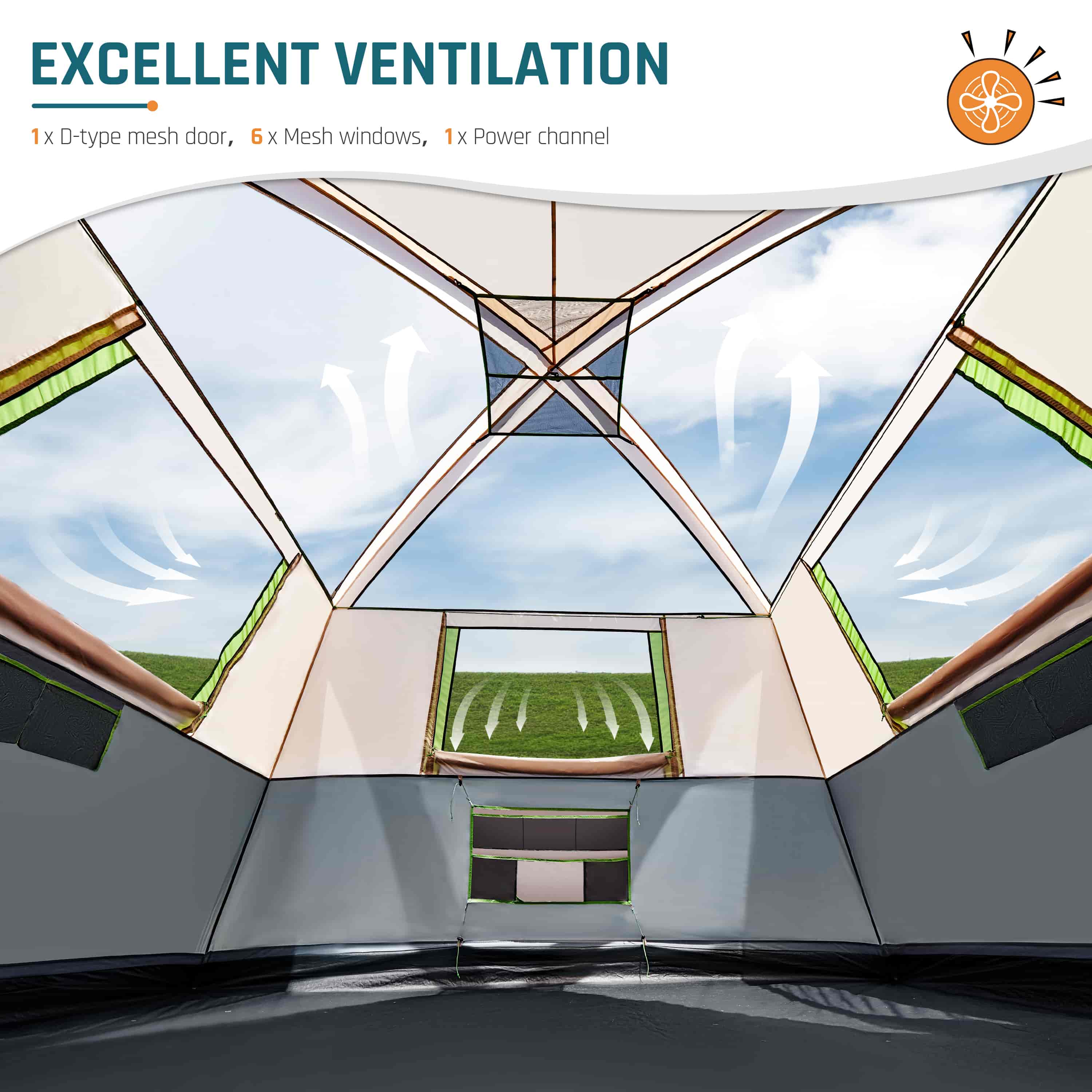 DMH Outdoors 6 Person Camping Tent with Screen Porch