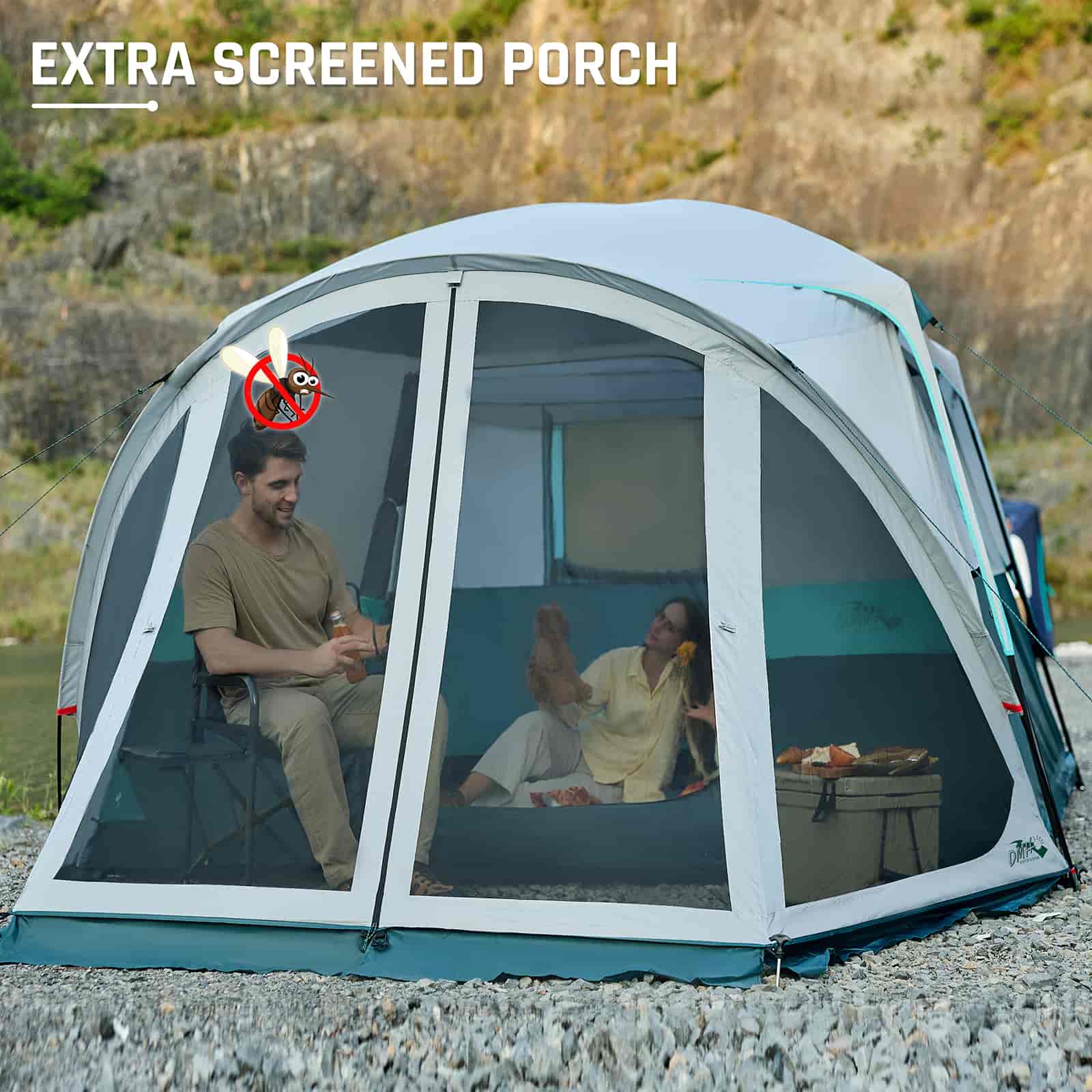 DMH Outdoors 6 Person Camping Tent with Screen Porch