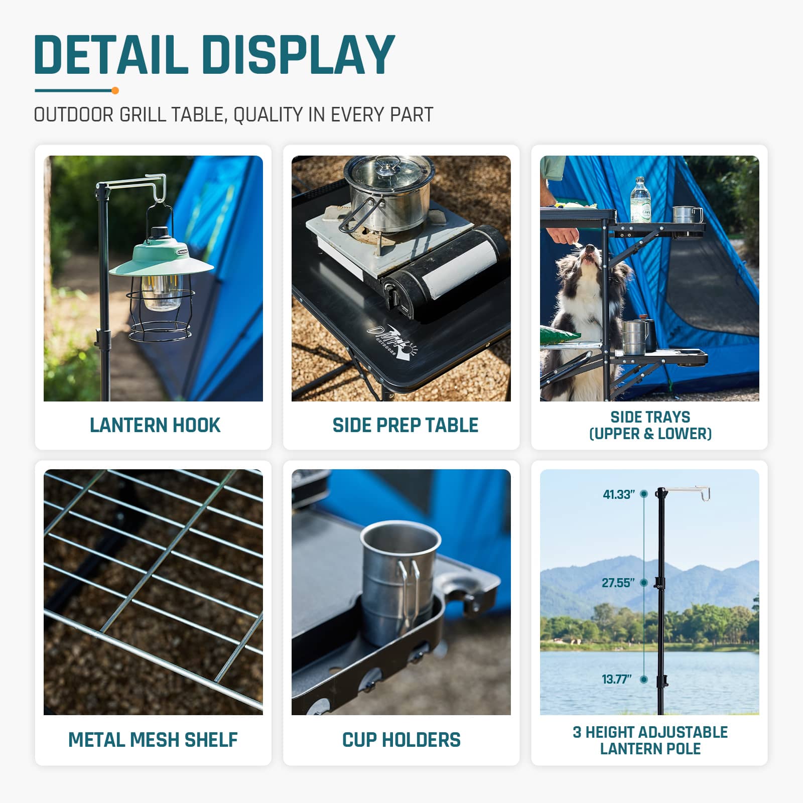DMH Outdoors Folding Camping Kitchen Station Grill Table