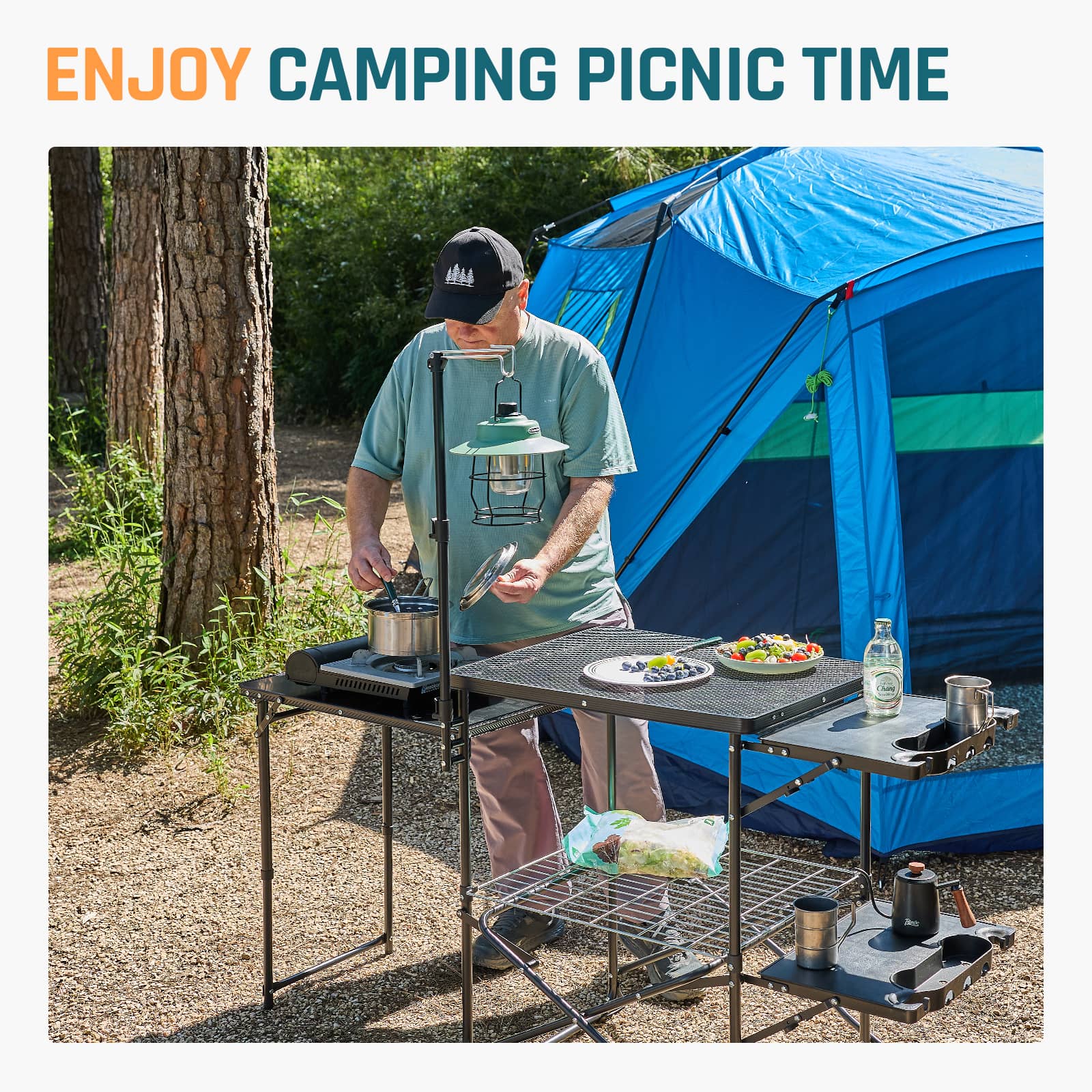 DMH Outdoors Folding Camping Kitchen Station Grill Table