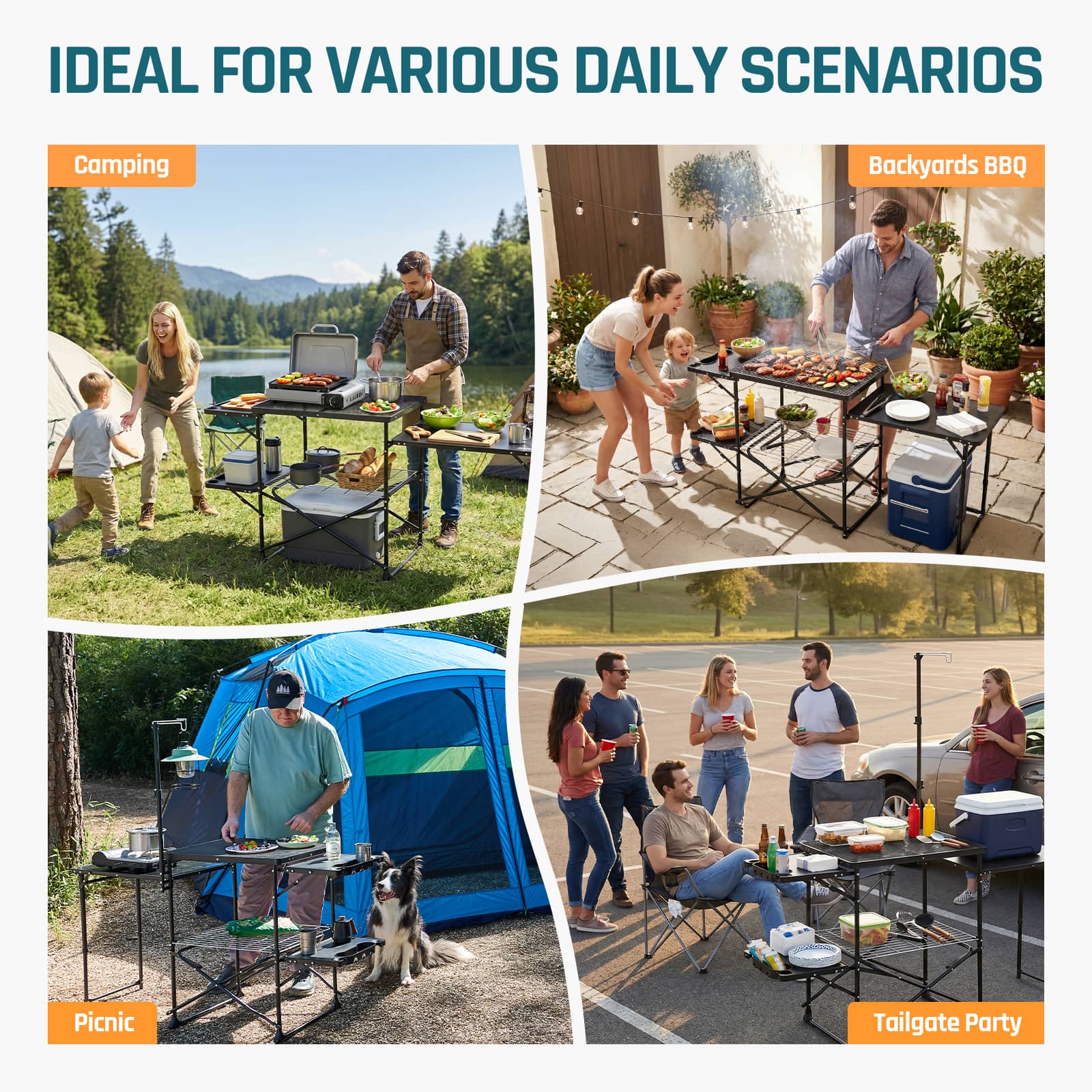 DMH Outdoors Folding Camping Kitchen Station Grill Table