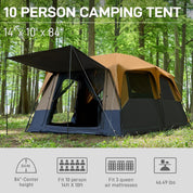EVER ADVANCED 10 Persons Blackout Tent With Porch Orange