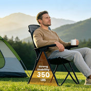 EVER ADVANCED Reclining Camping Chairs Black Gray Color Support 350 lbs
