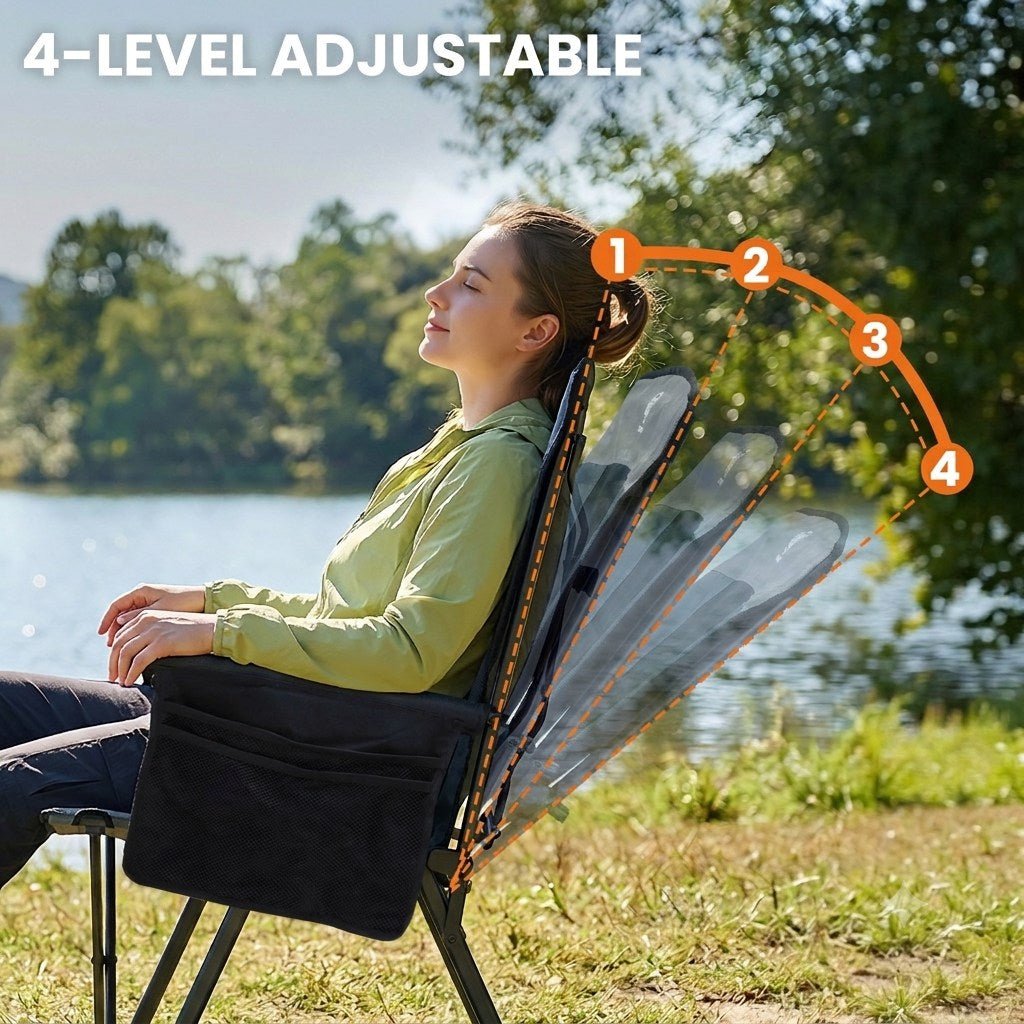 EVER ADVANCED Reclining Camping Chairs Black Gray Color With  4-Level  Adjustable