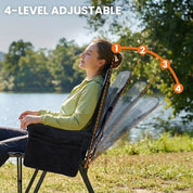 EVER ADVANCED Reclining Camping Chairs Black Gray Color With  4-Level  Adjustable