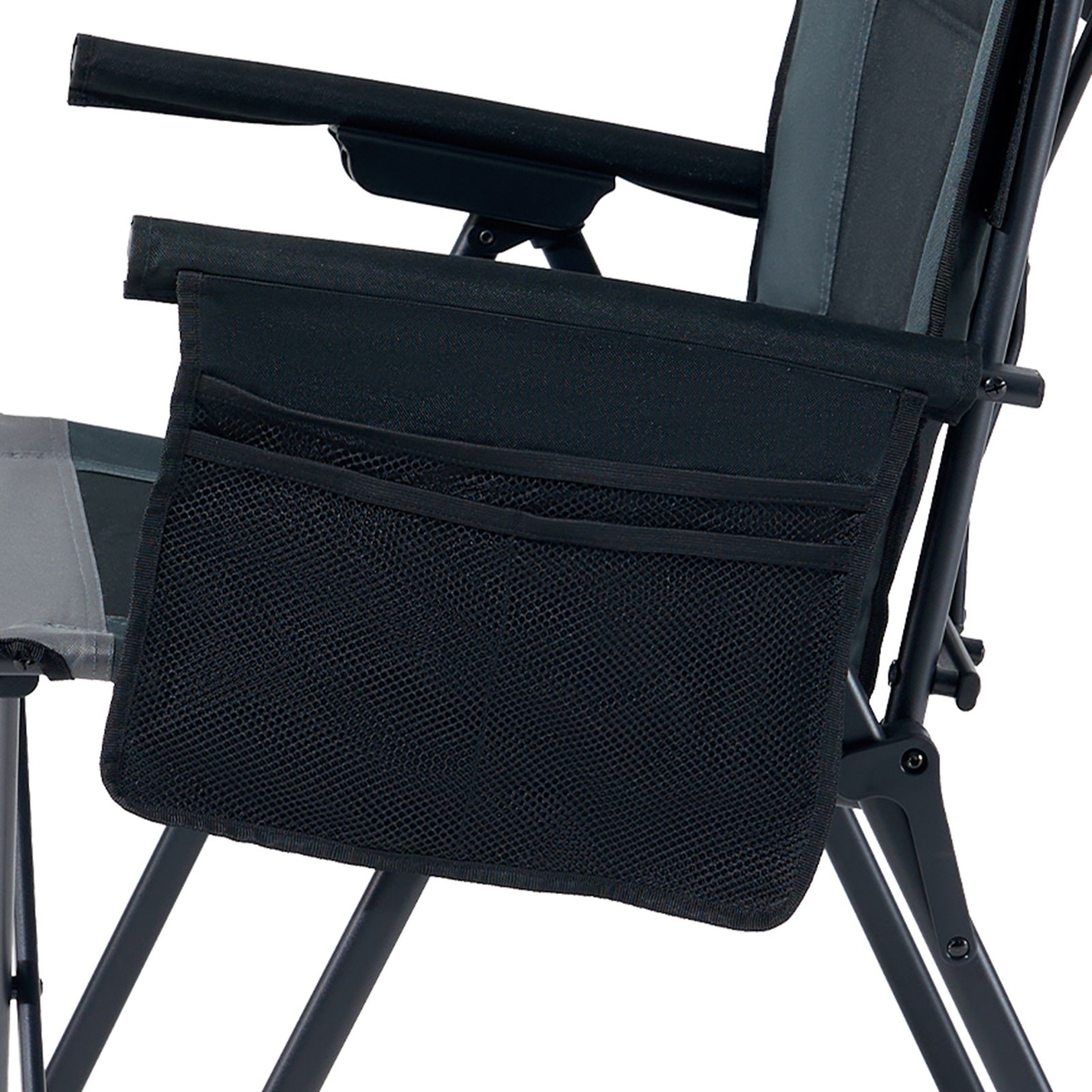 EVER ADVANCED Reclining Camping Chairs Black Gray Color With Side Pocket