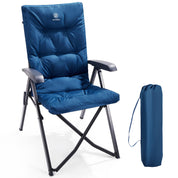 EVER ADVANCED Folding Recliner Camping Chair with Adjustable High Back Blue Color