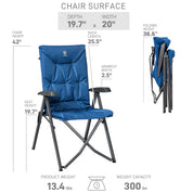 Size Guide for EVER ADVANCED Folding Recliner Camping Chair with Adjustable High Back Blue Color