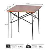 Portal Outdoors Lightweight Roll-Up Table-Square Brown