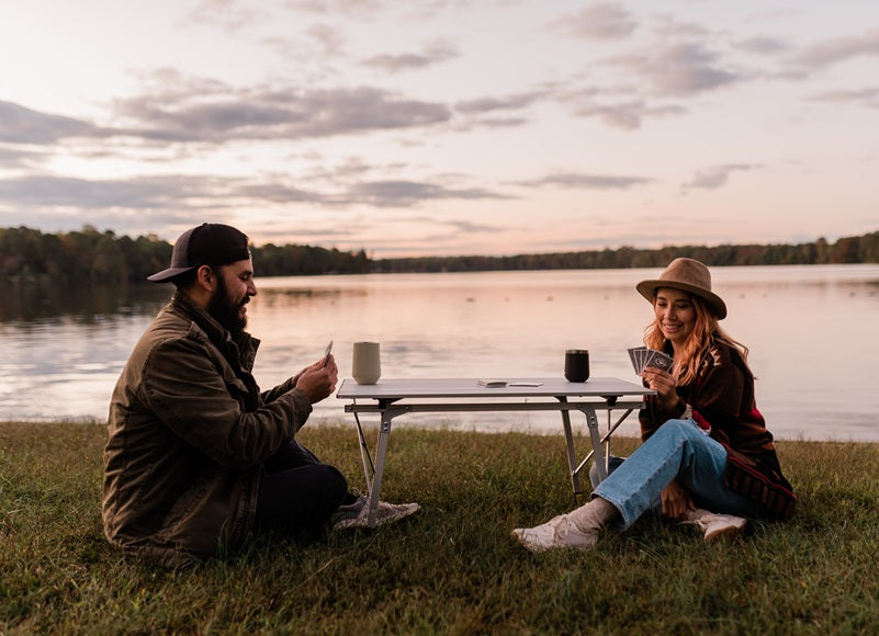 Portal lightweight folding camping table with adjustable legs