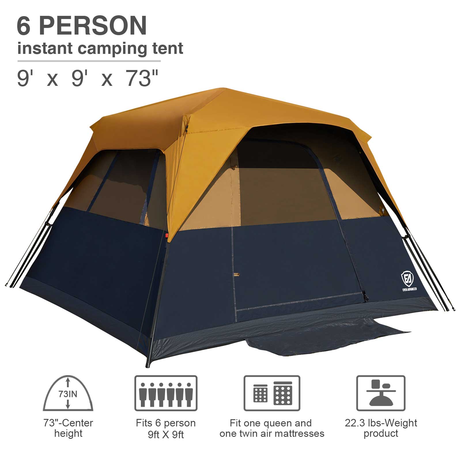 EVER ADVANCED 6 Person Instant Blackout Camping Tent - Portal Outdoors