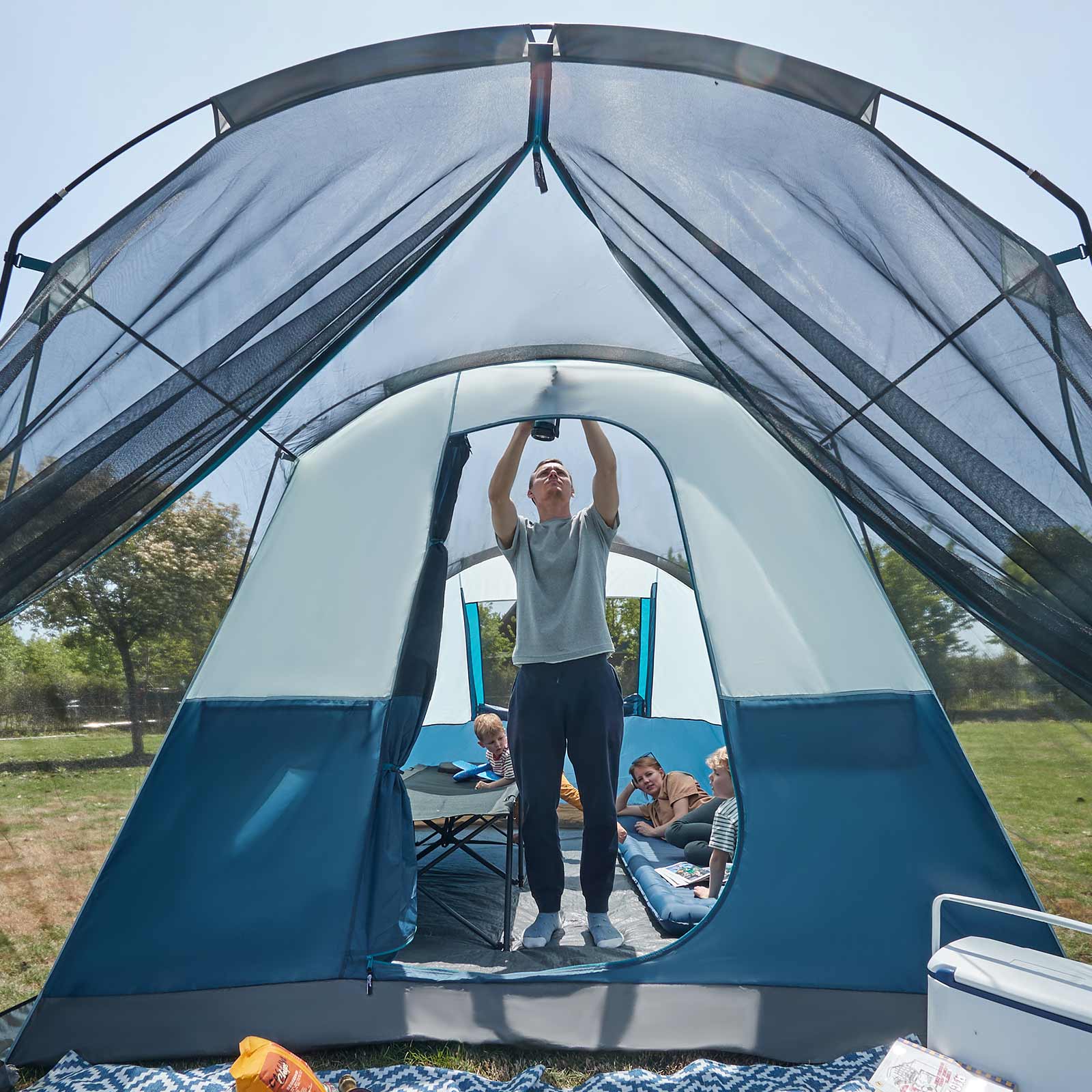 PORTAL 8 Person Family Camping Tent with Screen Porch, Waterproof Large Tunnel Tent with Rainfly And Carry Bag, Easy Setup Big Tall Tent for Outdoor