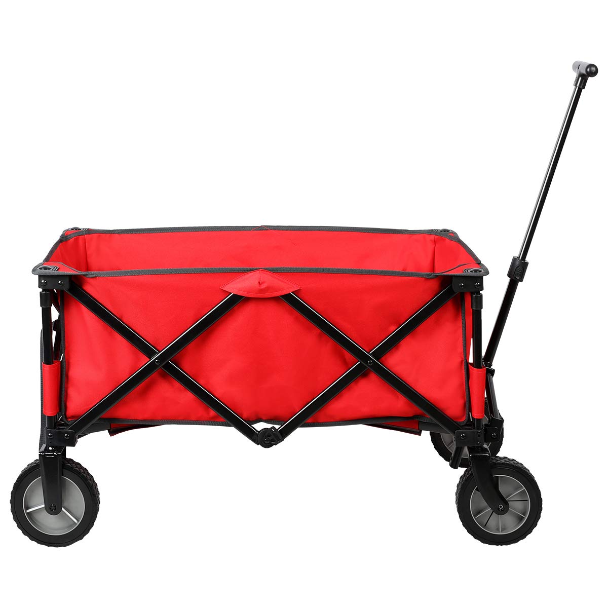 Portal Quad Folding Utility Wagon Camping Garden Cart with Telescoping Handle, Red