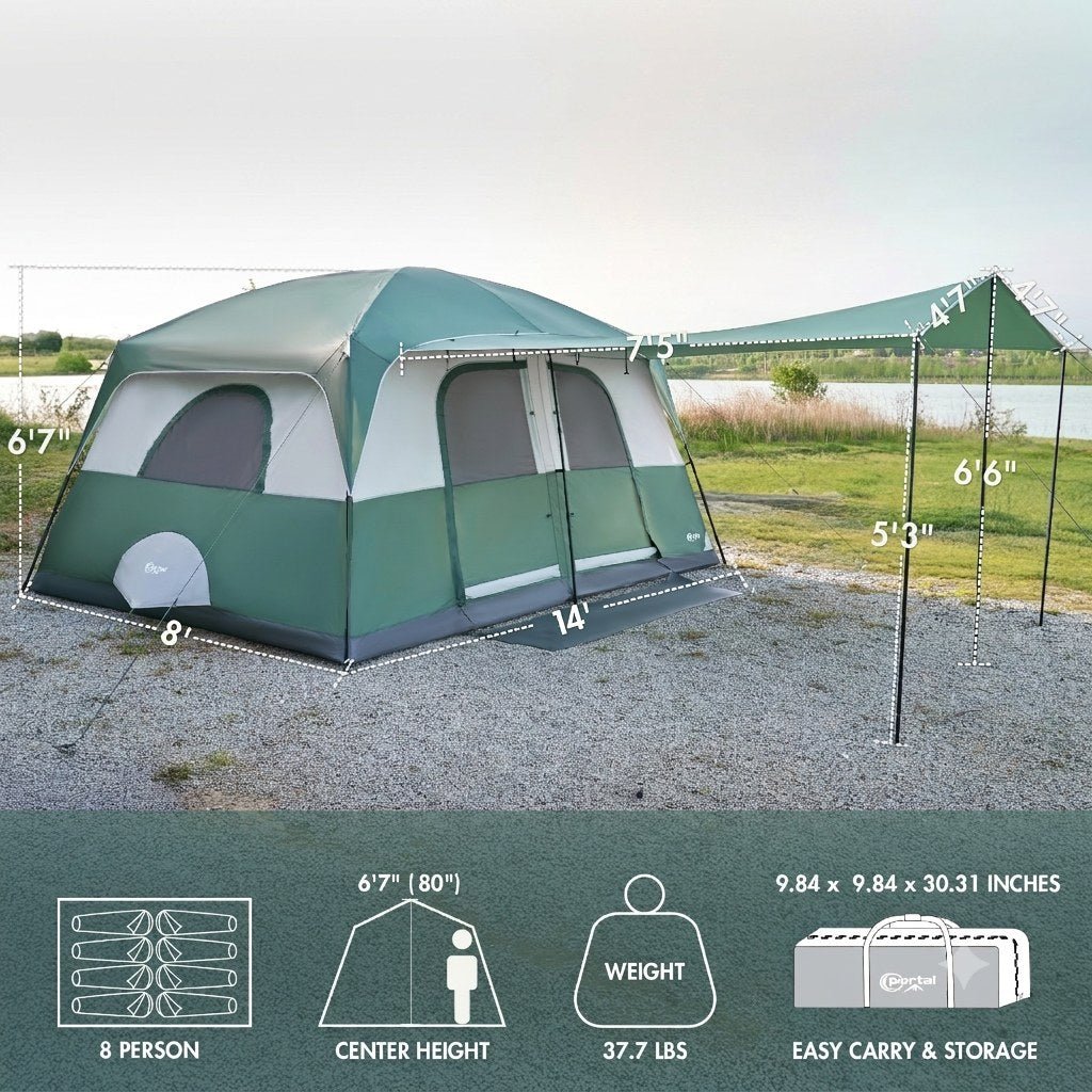 Portal Outdoors 10-Person Easy Setup Cabin Tent with Porch