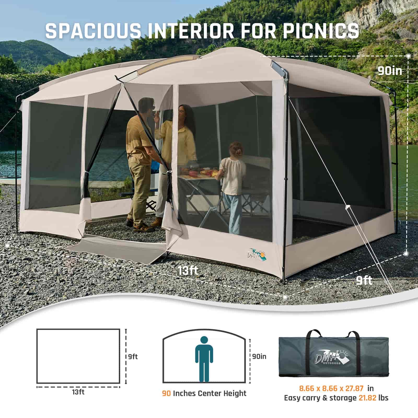 DMH Outdoors 13x9ft Screen Room Mesh Gazebos