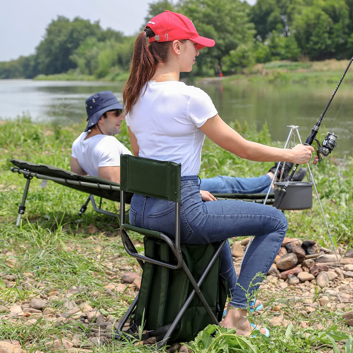 PORTAL Lightweight Backrest Stool Compact Folding Chair Seat with Cool