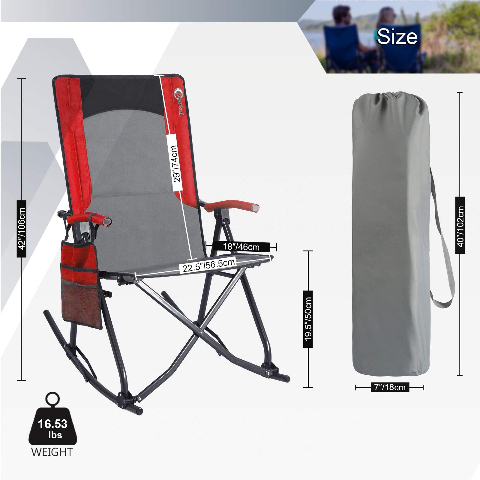 PORTAL Rocking Camping Chair Folding Portable Rocker Outdoor with Cup –  Portal Outdoors
