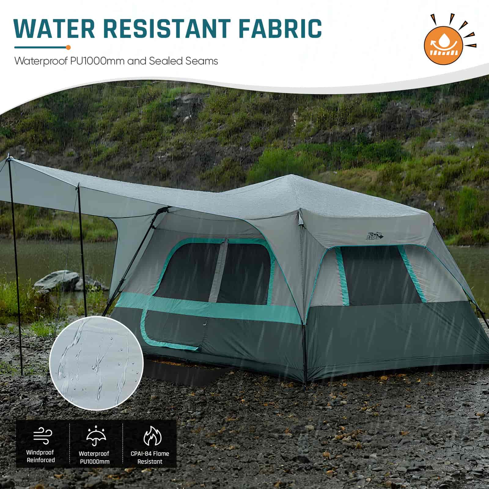 inhouse tent 8 Person Instant Cabin Tent Waterproof Family Tents for Outdoor Camping Upgraded Ventilation Setup in 60 Second Setup Green