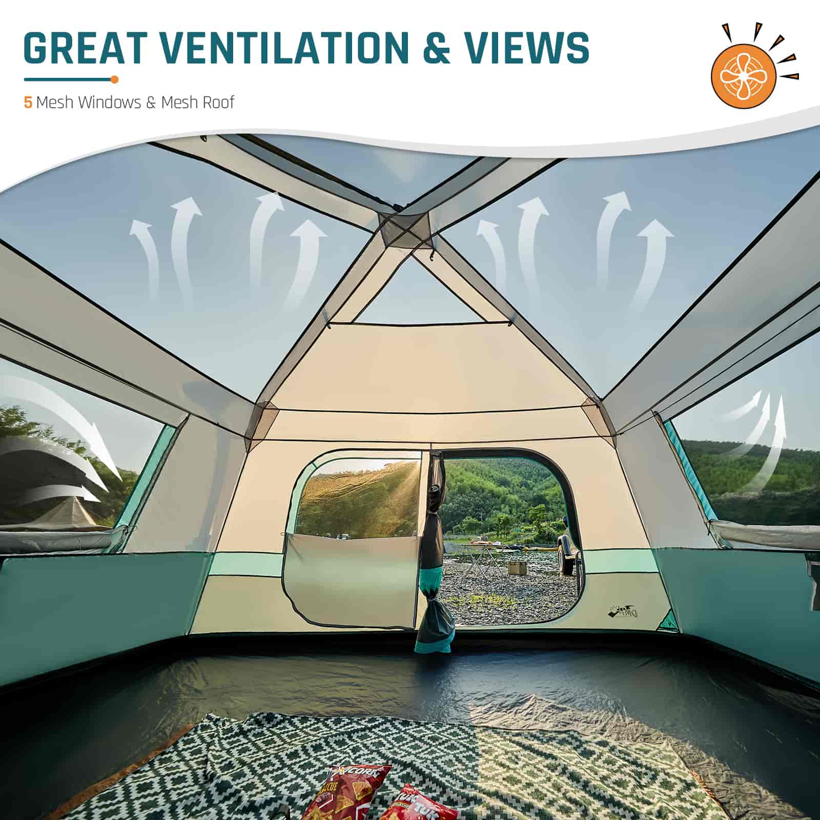 8 person instant tent 8 Person Instant Cabin Tent Waterproof Family Tents for Outdoor Camping Upgraded Ventilation Setup in 60 Second Setup Green