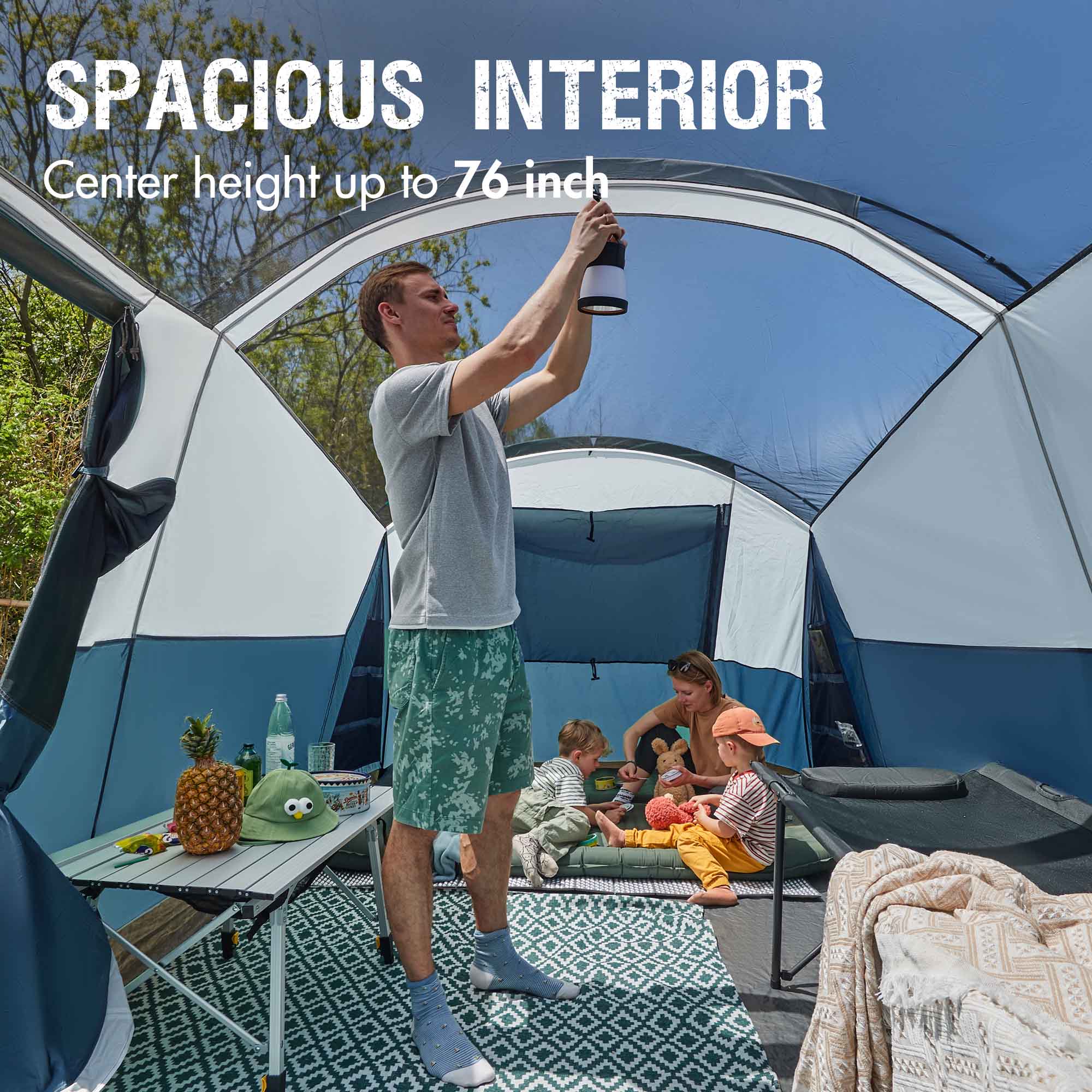 short tent Family Camping Tent with Screen Porch