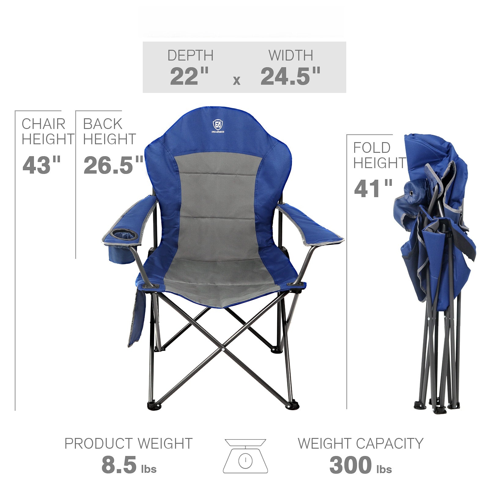 EVER ADVANCED High Back Folding Camping Chair - Portal Outdoors