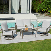 Natural Expressions 4 Pieces Patio Furniture Sets with Rocking Swivel Chairs - Portal Outdoors