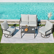 Natural Expressions 4 Pieces Patio Furniture Sets with Rocking Swivel Chairs - Portal Outdoors