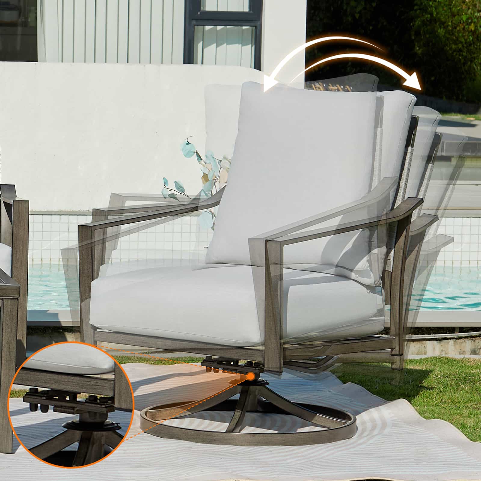 Natural Expressions 4 Pieces Patio Furniture Sets with Rocking Swivel Chairs - Portal Outdoors