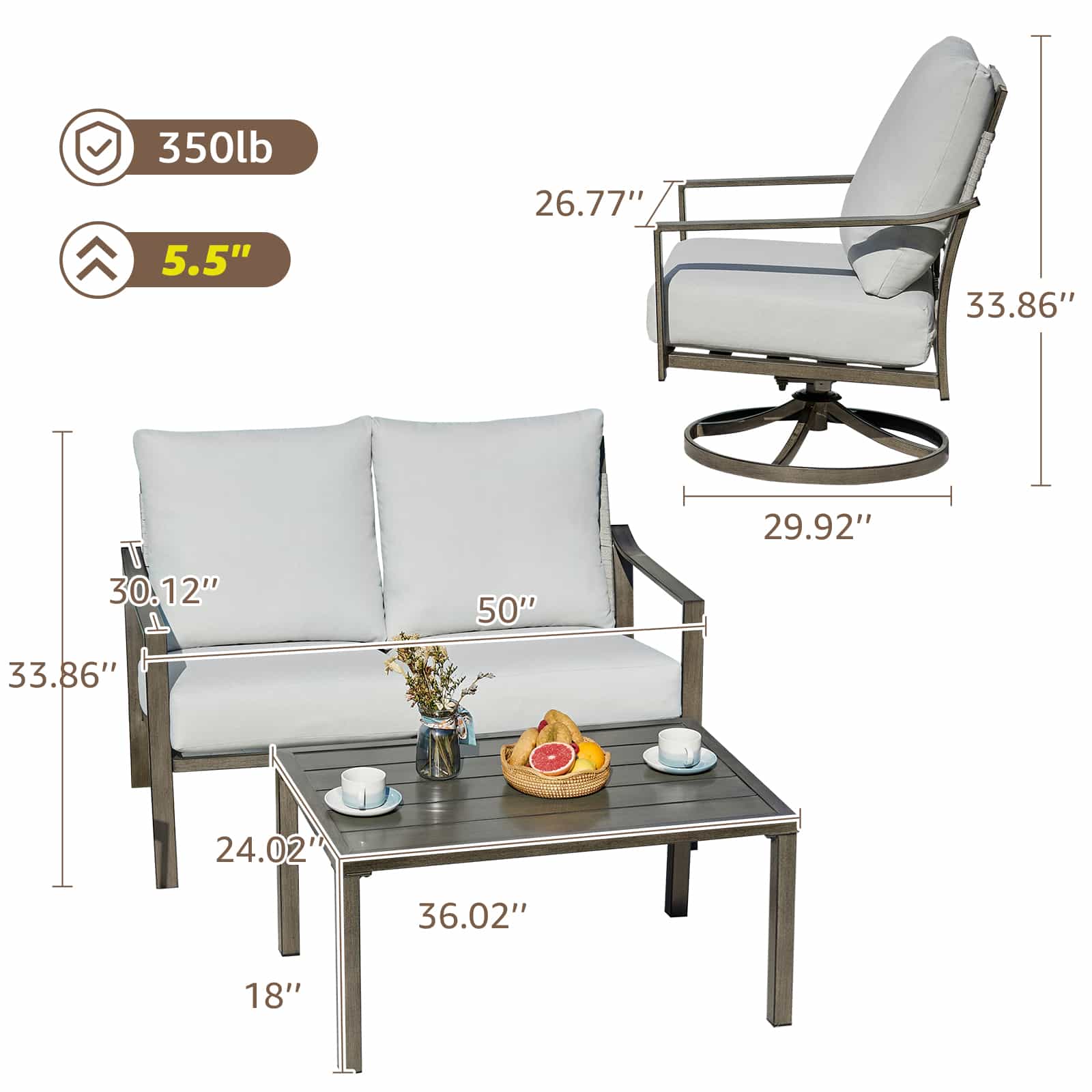 Natural Expressions 4 Pieces Patio Furniture Sets with Rocking Swivel Chairs - Portal Outdoors