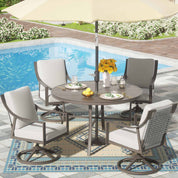 Natural Expressions Swivel Rocking Chairs Dining Set - Portal Outdoors