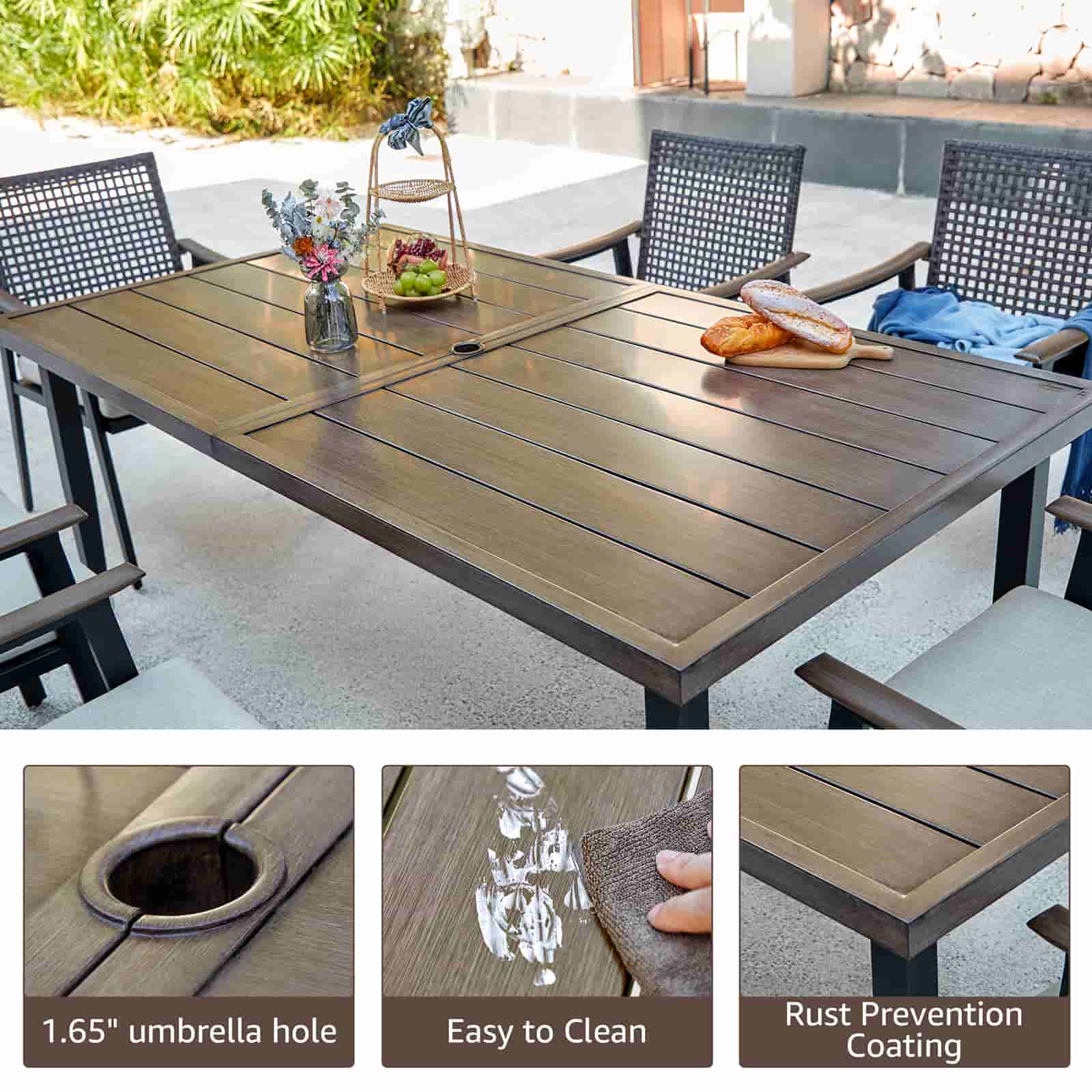 6 - seater Wicker dining set with large dining table - Natural Expressions