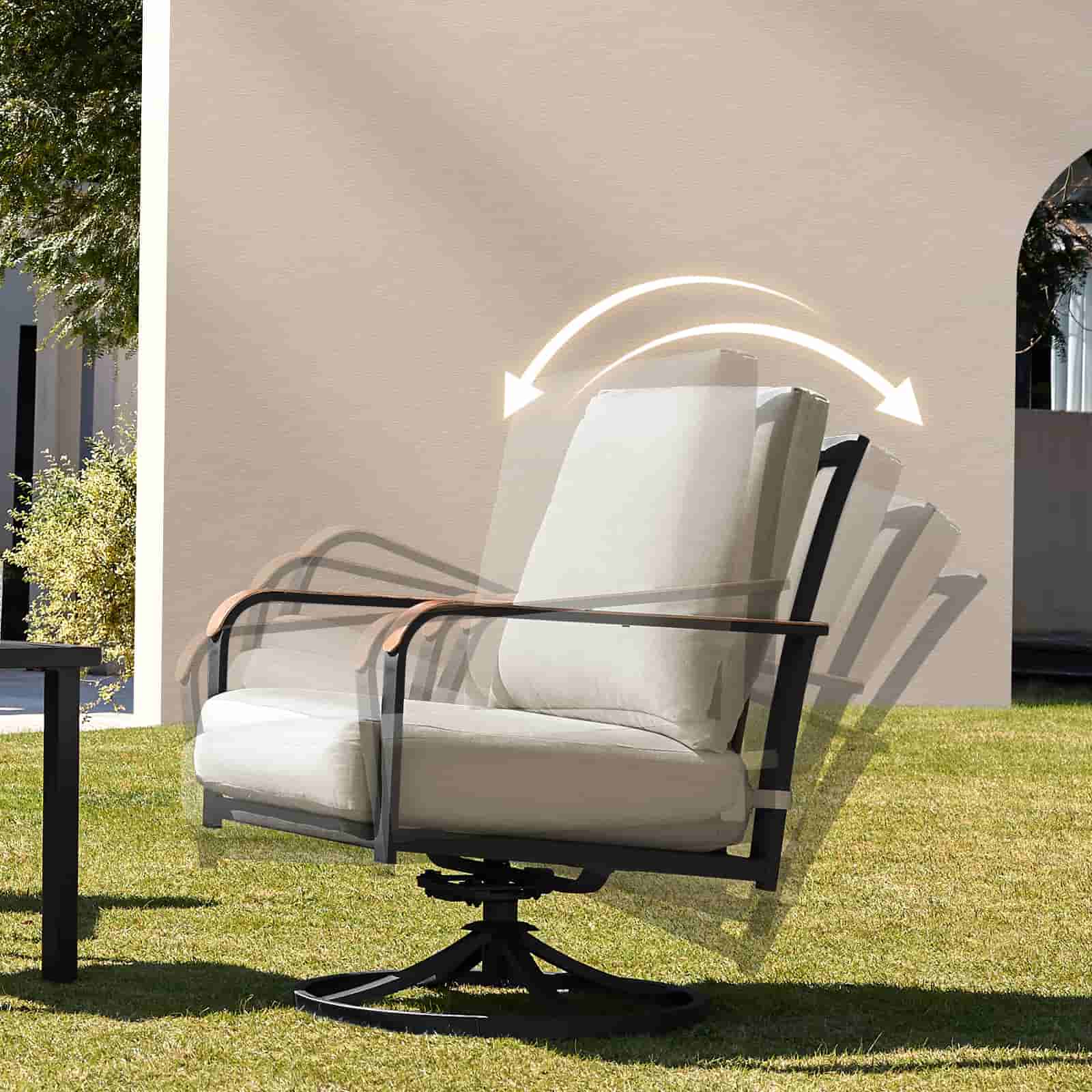 Natural Expressions Swivel Glider Rocking Chairs with Metal Table - Portal Outdoors