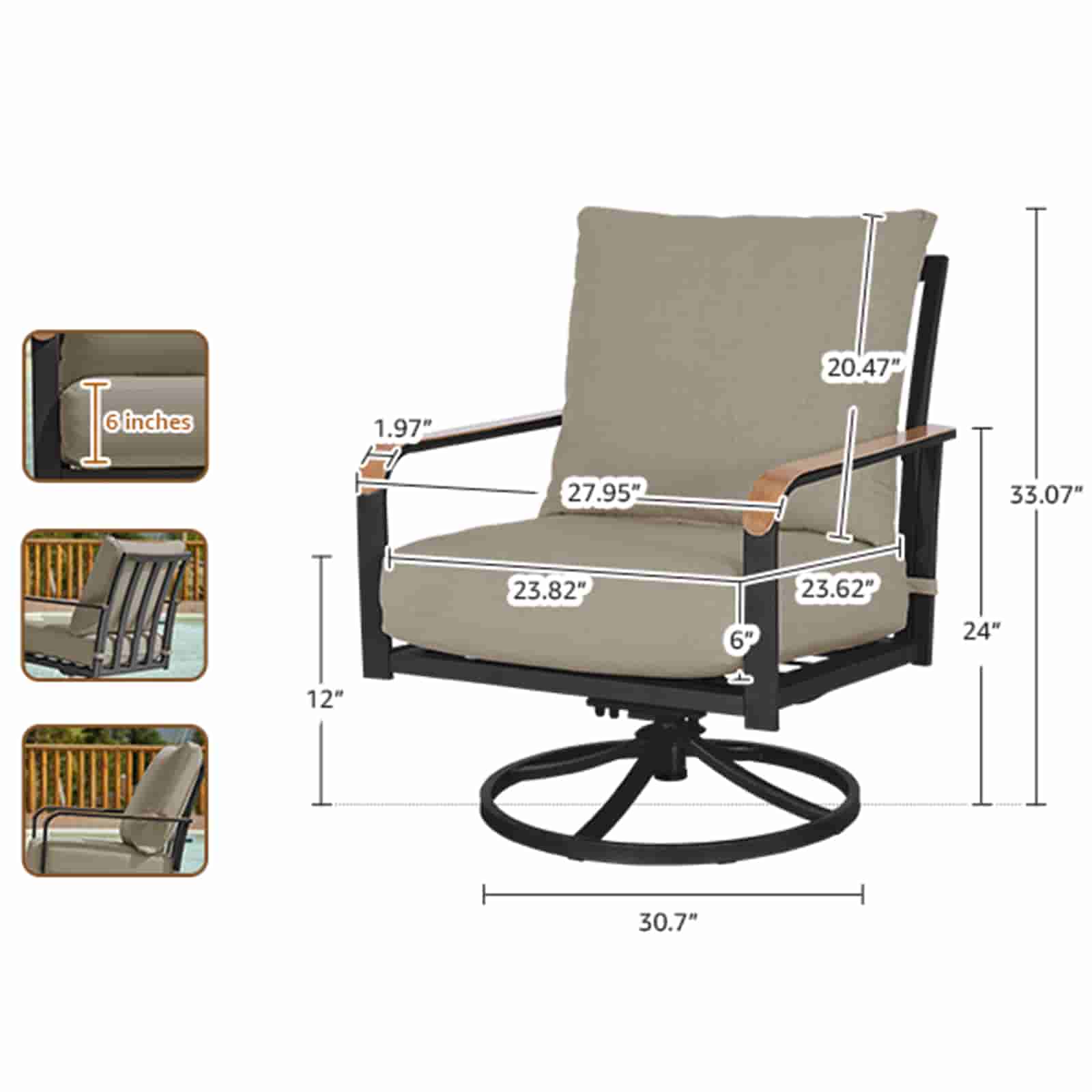 Natural Expressions Swivel Glider Rocking Chairs with Metal Table - Portal Outdoors