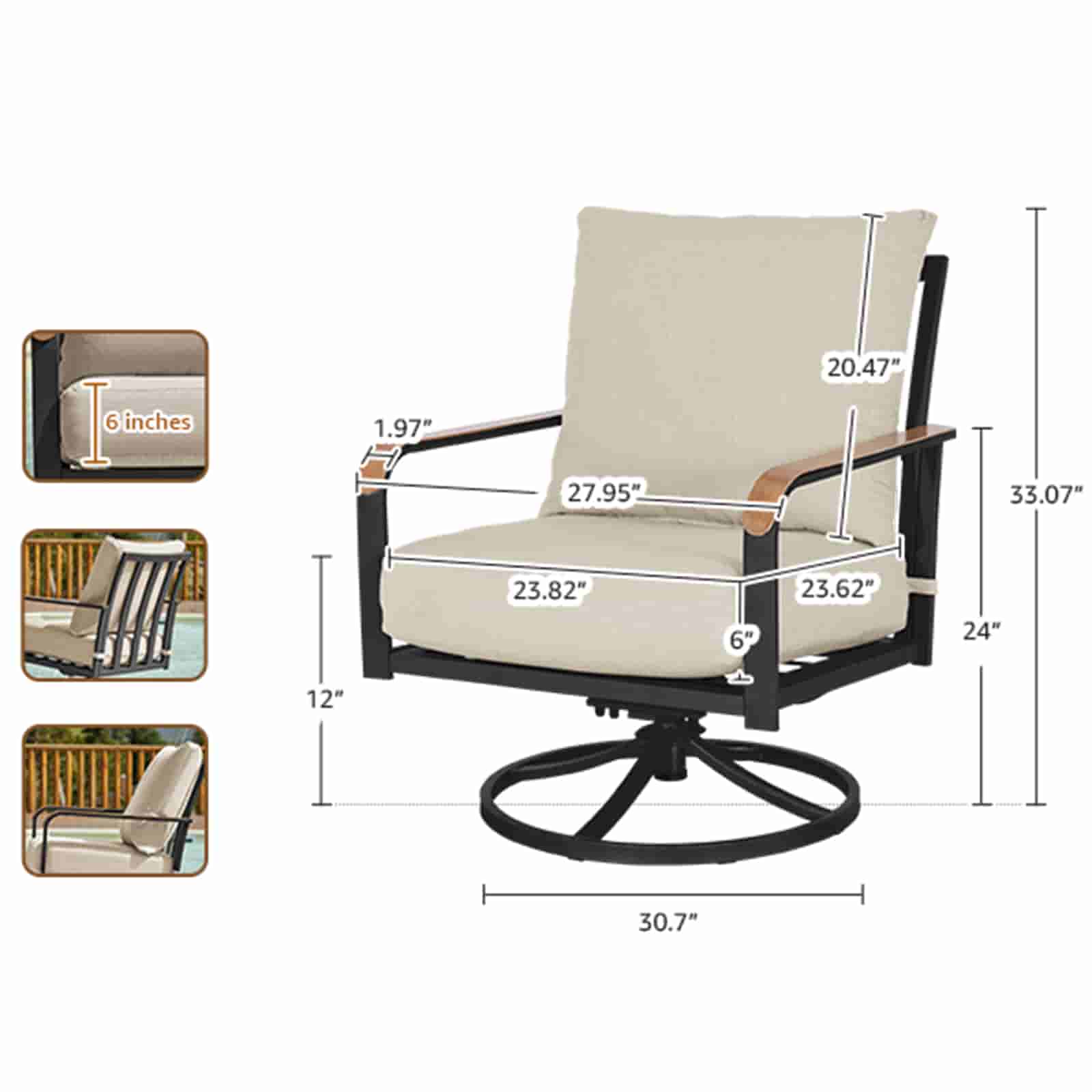 Natural Expressions Swivel Glider Rocking Chairs with Metal Table - Portal Outdoors