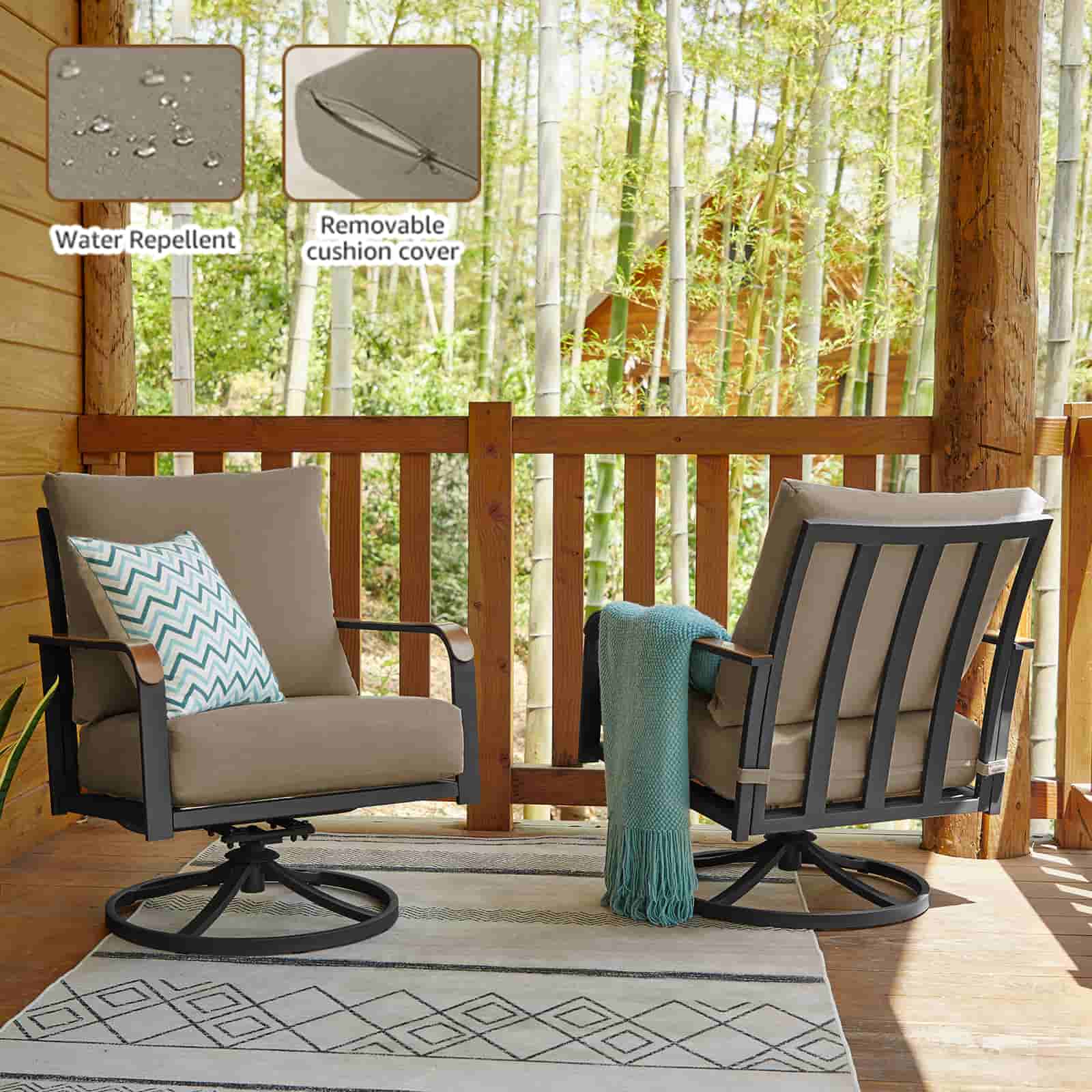 Natural Expressions Swivel Glider Rocking Chairs with Metal Table - Portal Outdoors