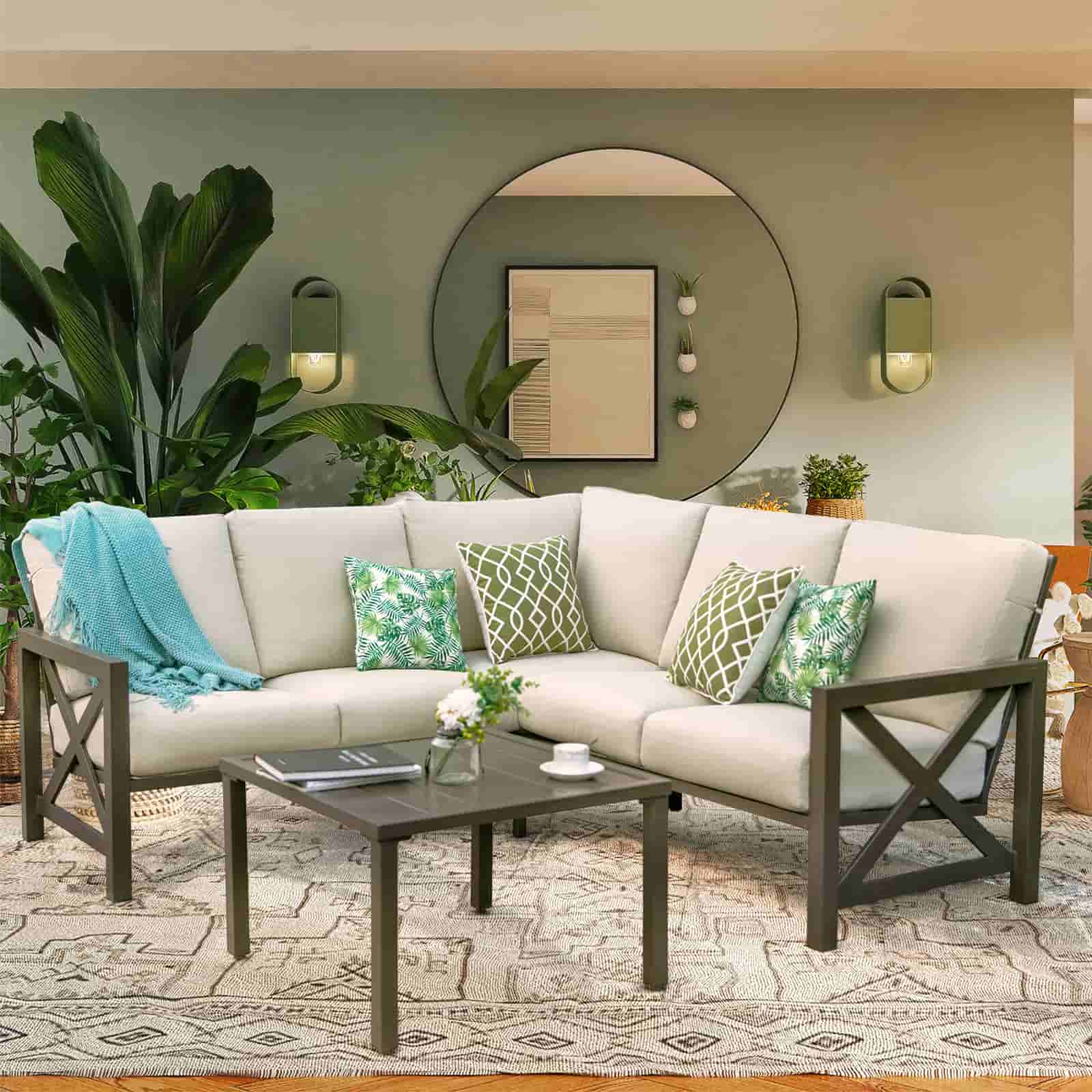 6 - Seater L Shape Sectional Outdoor sofa - Natural Expressions