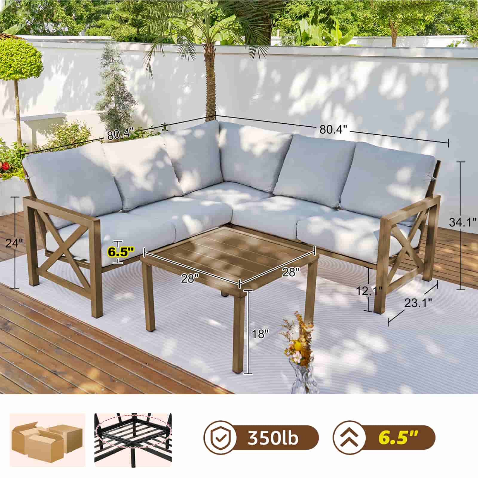 6 - Seater L Shape Sectional Outdoor sofa - Natural Expressions