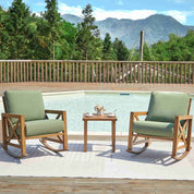Natural Expressions Patio Rocking Chair Set With Coffee Tables - Portal Outdoors