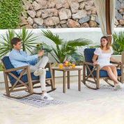 Natural Expressions Patio Rocking Chair Set With Coffee Tables - Portal Outdoors