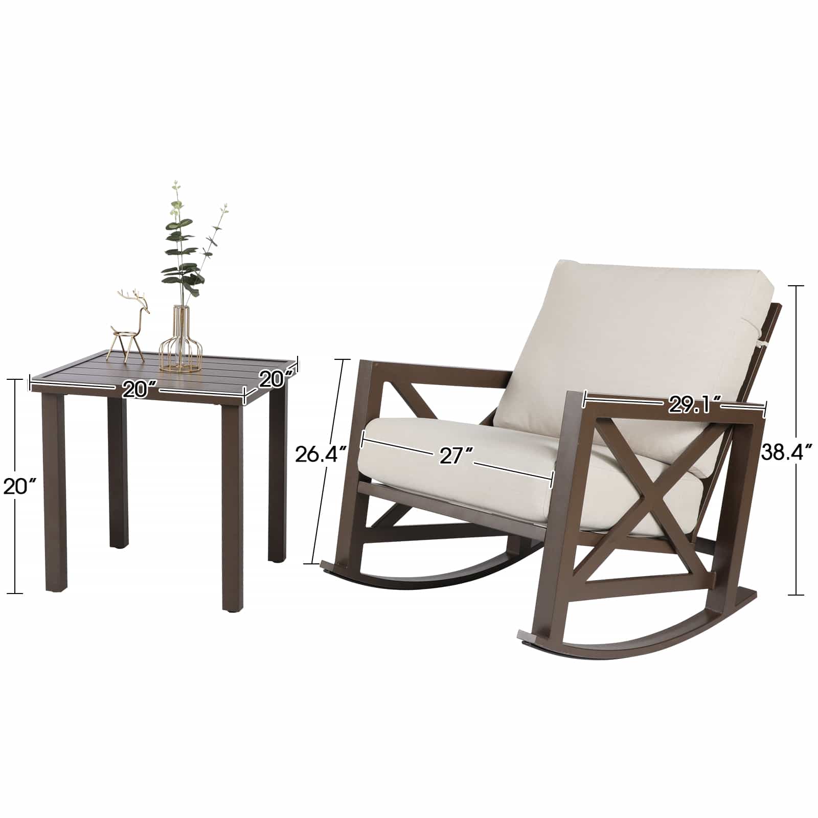 Natural Expressions Patio Rocking Chair Set With Coffee Tables - Portal Outdoors