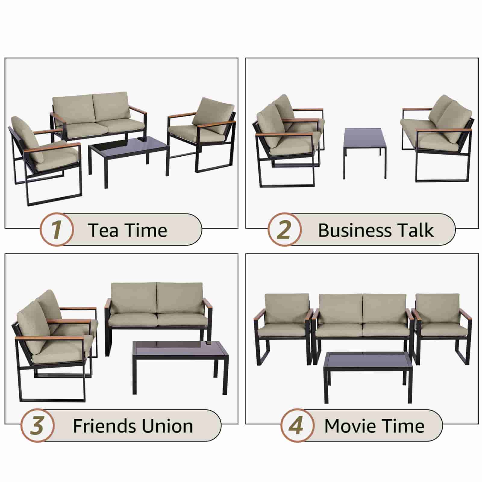 Natural Expressions 4 - Seater Mesh Back Conversation Set With Patio Coffee Table - Portal Outdoors