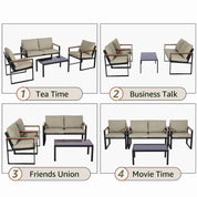 Natural Expressions 4 - Seater Mesh Back Conversation Set With Patio Coffee Table - Portal Outdoors